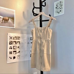 Carpenter Beige Zip Mini Dress